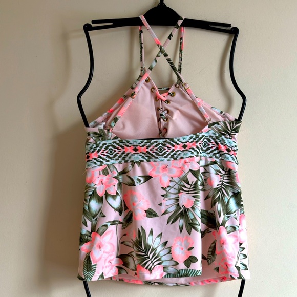 Time And True || Womans Tankini Floral Pink and Green Tankini size M - Picture 2 of 5